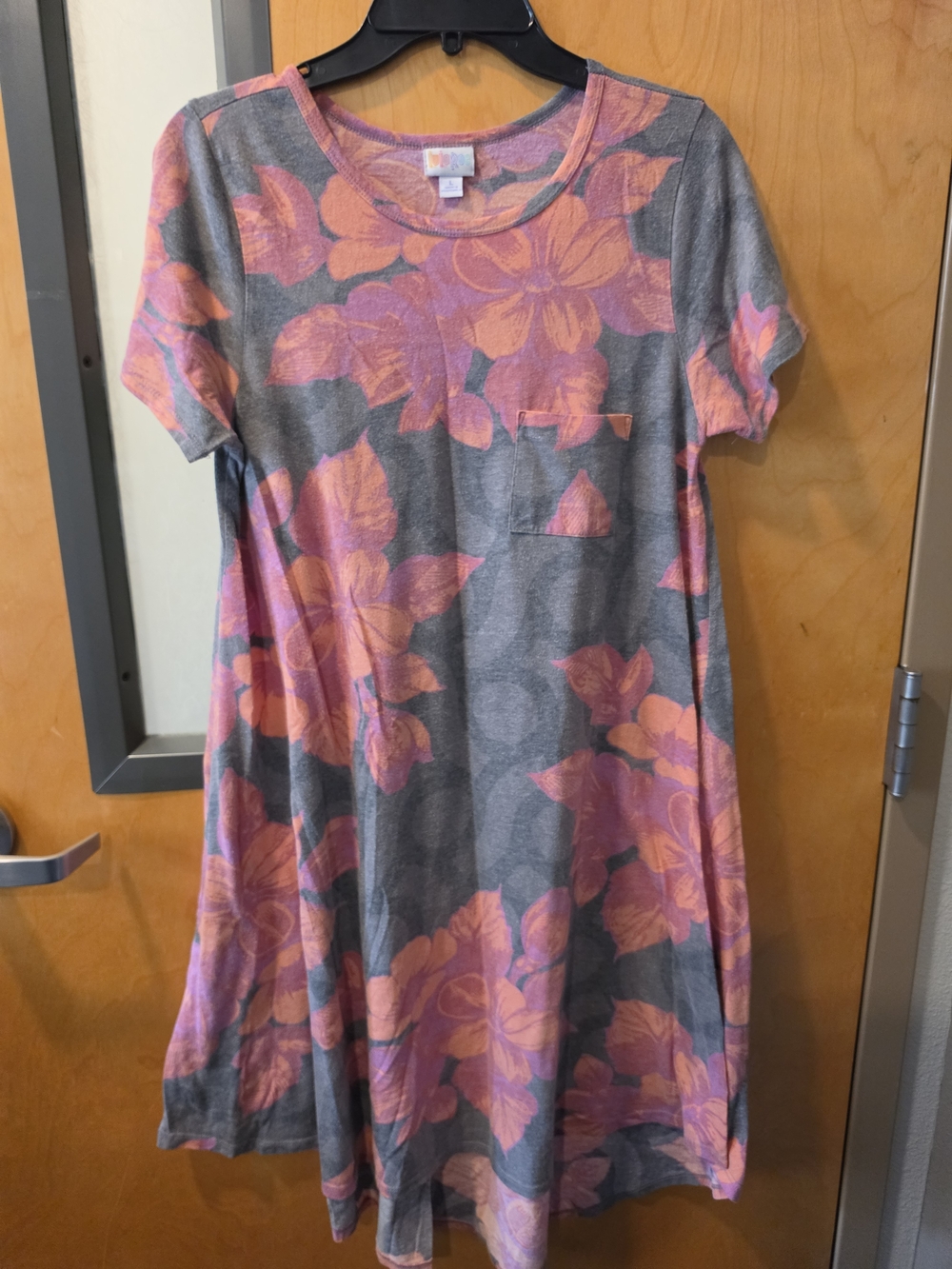 Lularoe - Gray & Pink Floral Carly Dress